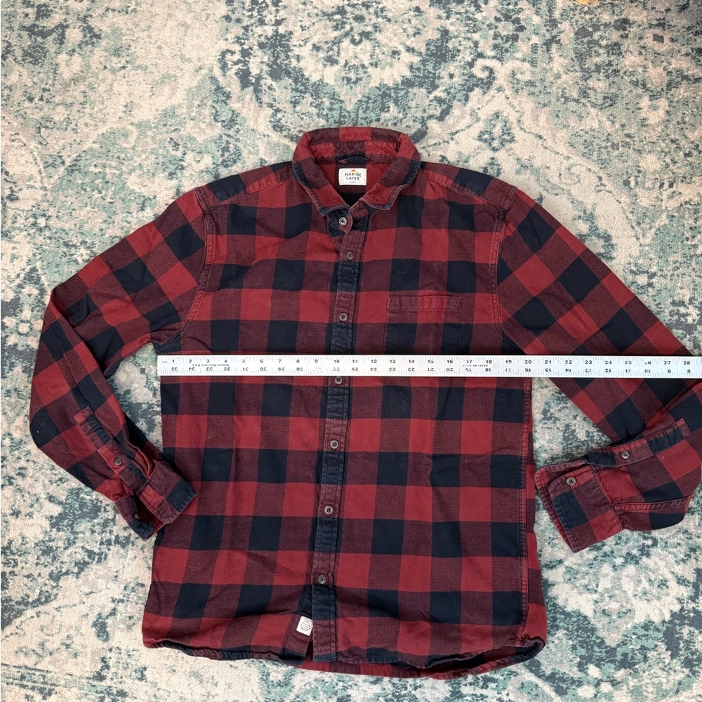 Marine Layer Red and Black Plaid Shirt